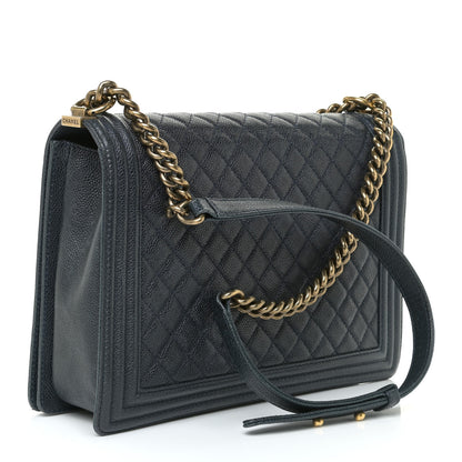 Chanel Caviar Quilted Large Boy Flap Blue 2 of 20