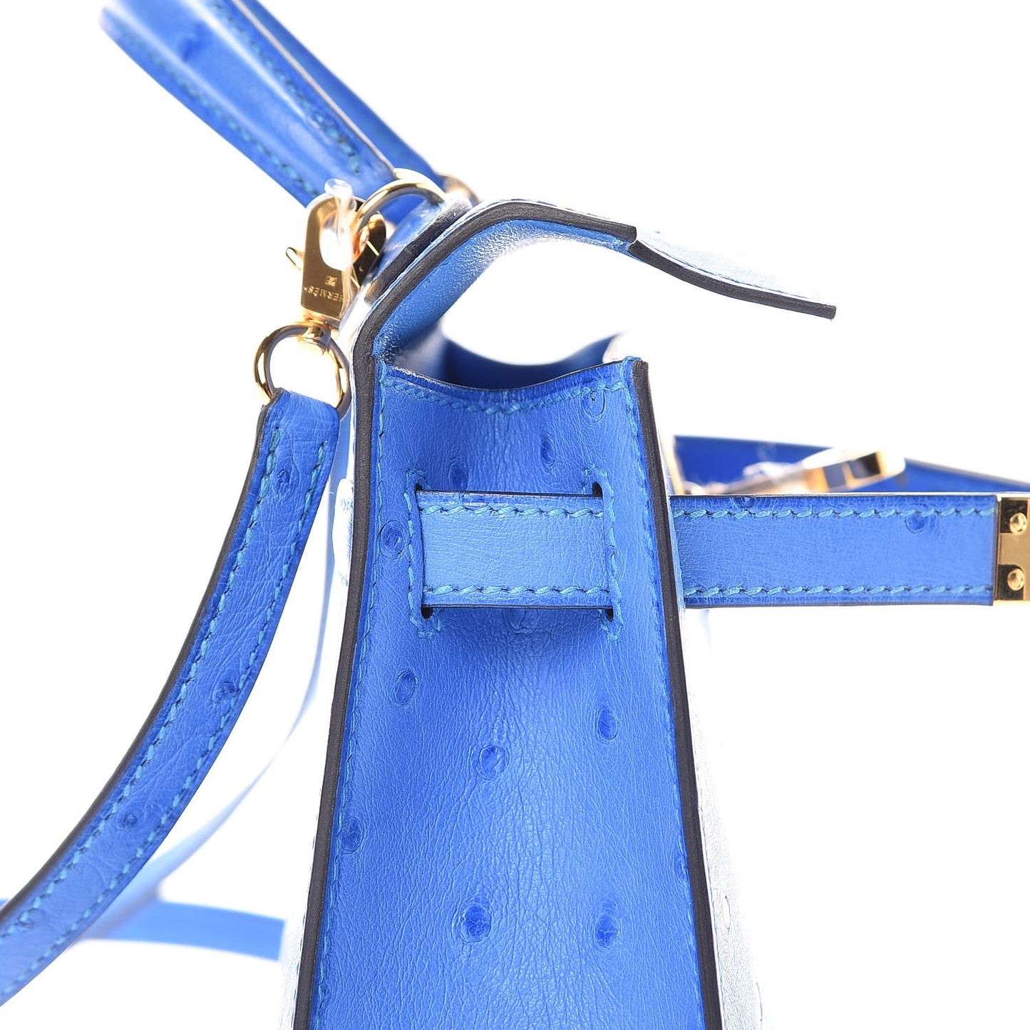 Ostrich Mini Kelly Sellier 20 Blueet