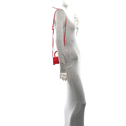 Balenciaga Shiny Calfskin Tonal B Crocodile Embossed Hourglass Top Handle Bag Mini Bright Red 2 of 11