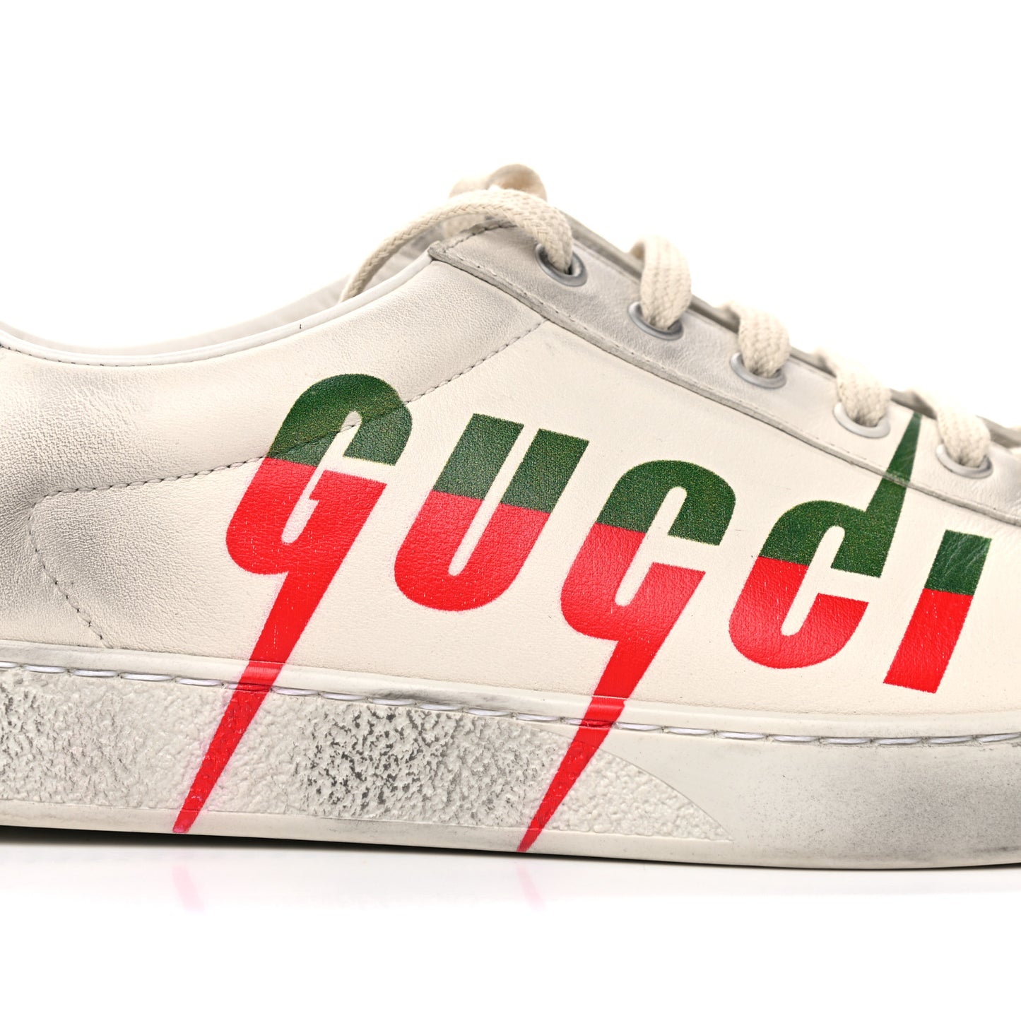 Distressed Calfskin Mens Ace Blade Sneakers 11 White