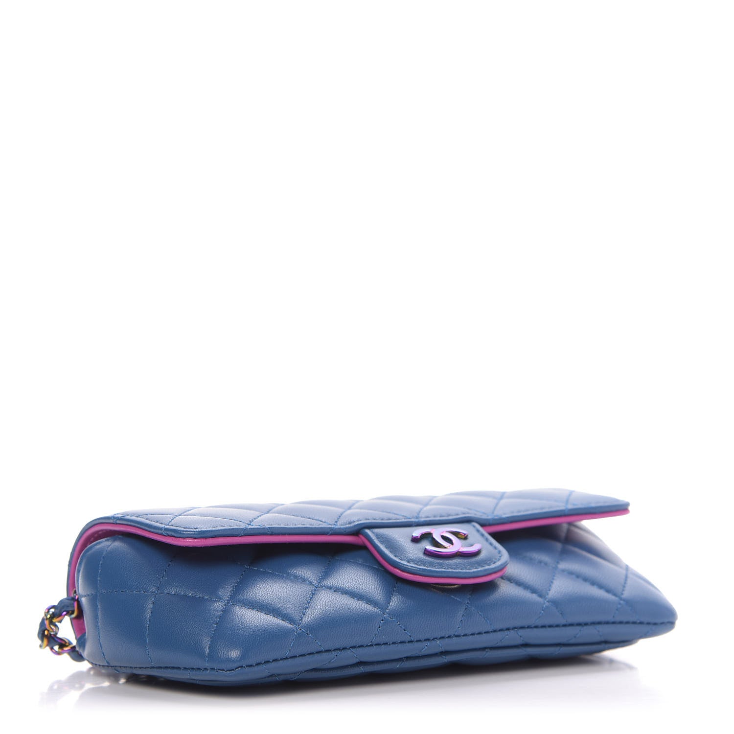Chanel Lambskin Quilted Glasses Case With Chain Blue Purple 4 of 11