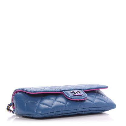 Chanel Lambskin Quilted Glasses Case With Chain Blue Purple 4 of 11