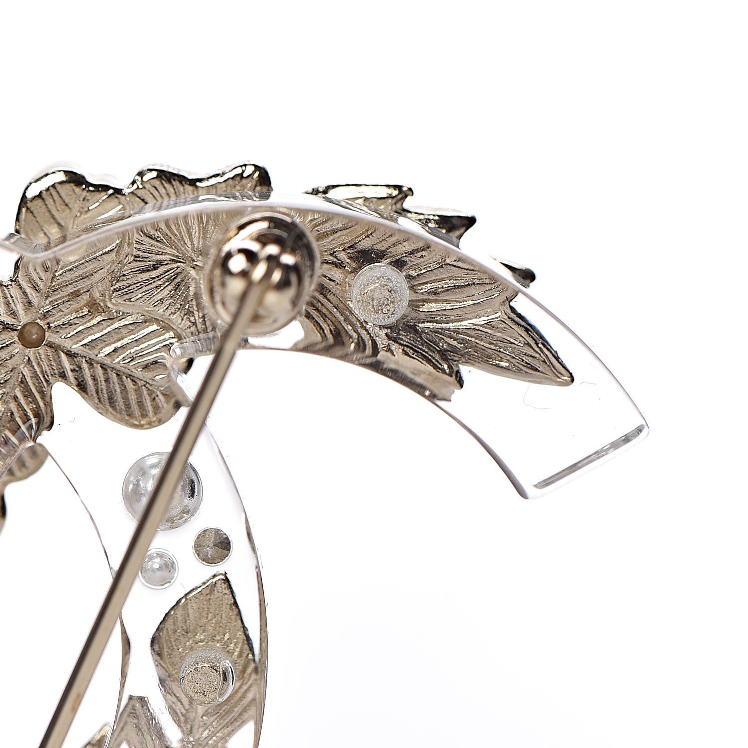Chanel Resin Pearl Crystal CC Brooch Transparent Gold 5 of 6