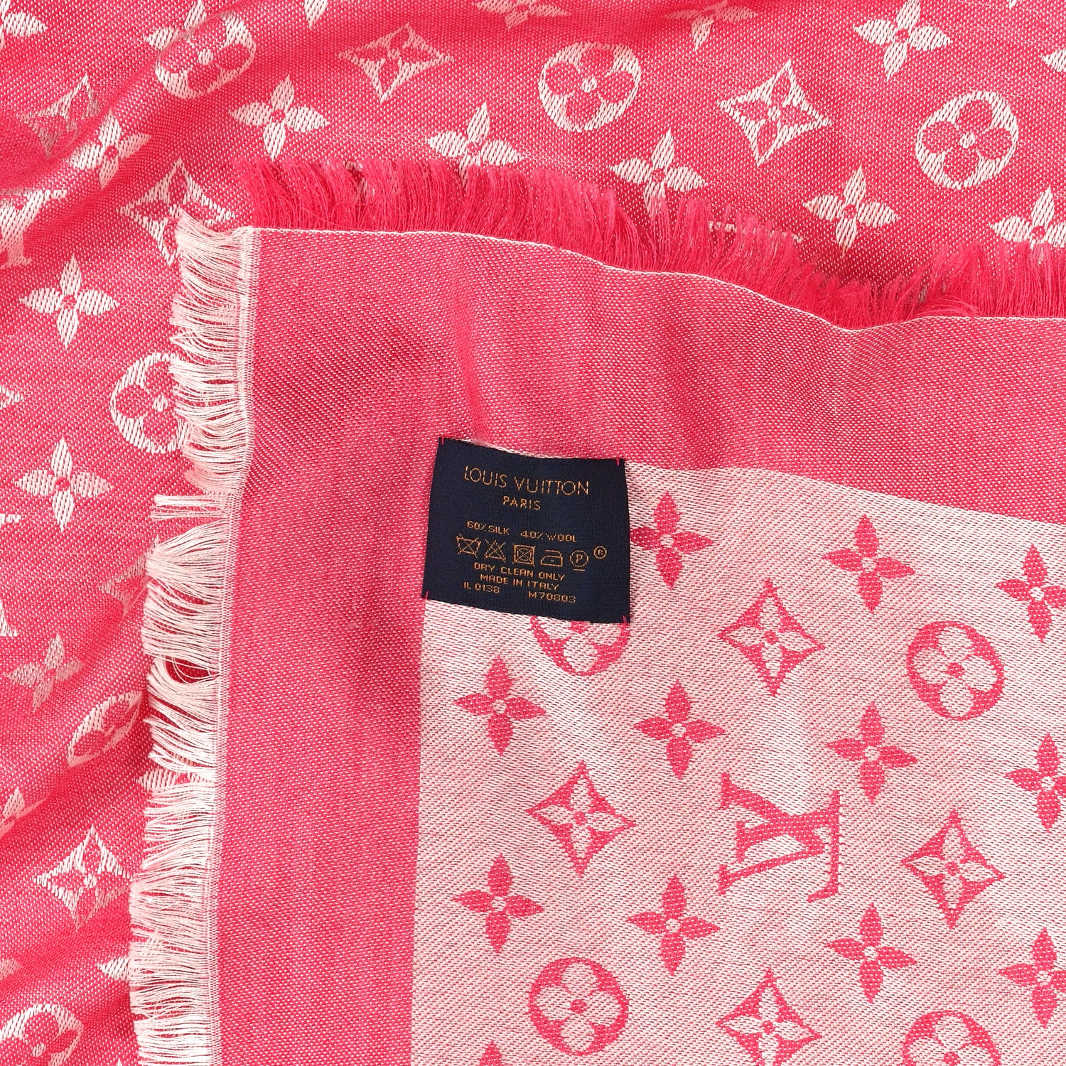 Louis Vuitton Wool Silk Monogram Denim Shawl Pivoine 6 of 10