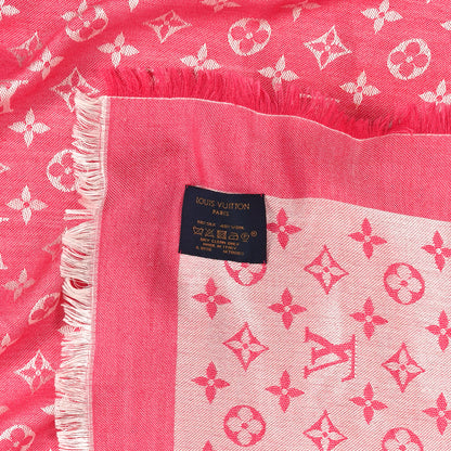 Louis Vuitton Wool Silk Monogram Denim Shawl Pivoine 6 of 10