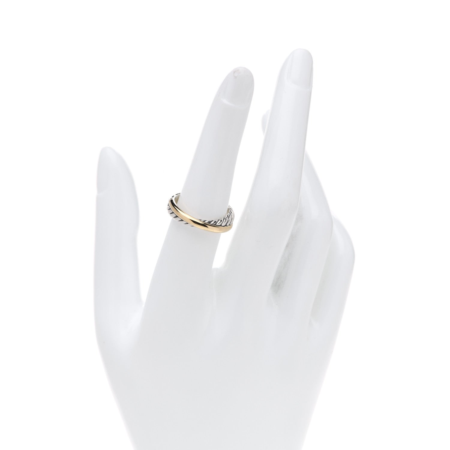 David Yurman Sterling Silver 18K Yellow Gold Narrow Crossover Ring 54 7 2 of 6