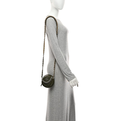 Chanel Lambskin Quilted Chanel 19 Round Clutch With Chain Khaki 2 of 10