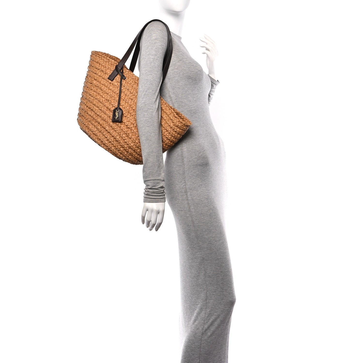 Saint Laurent Raffia Calfskin Medium Panier Tote 3 of 12