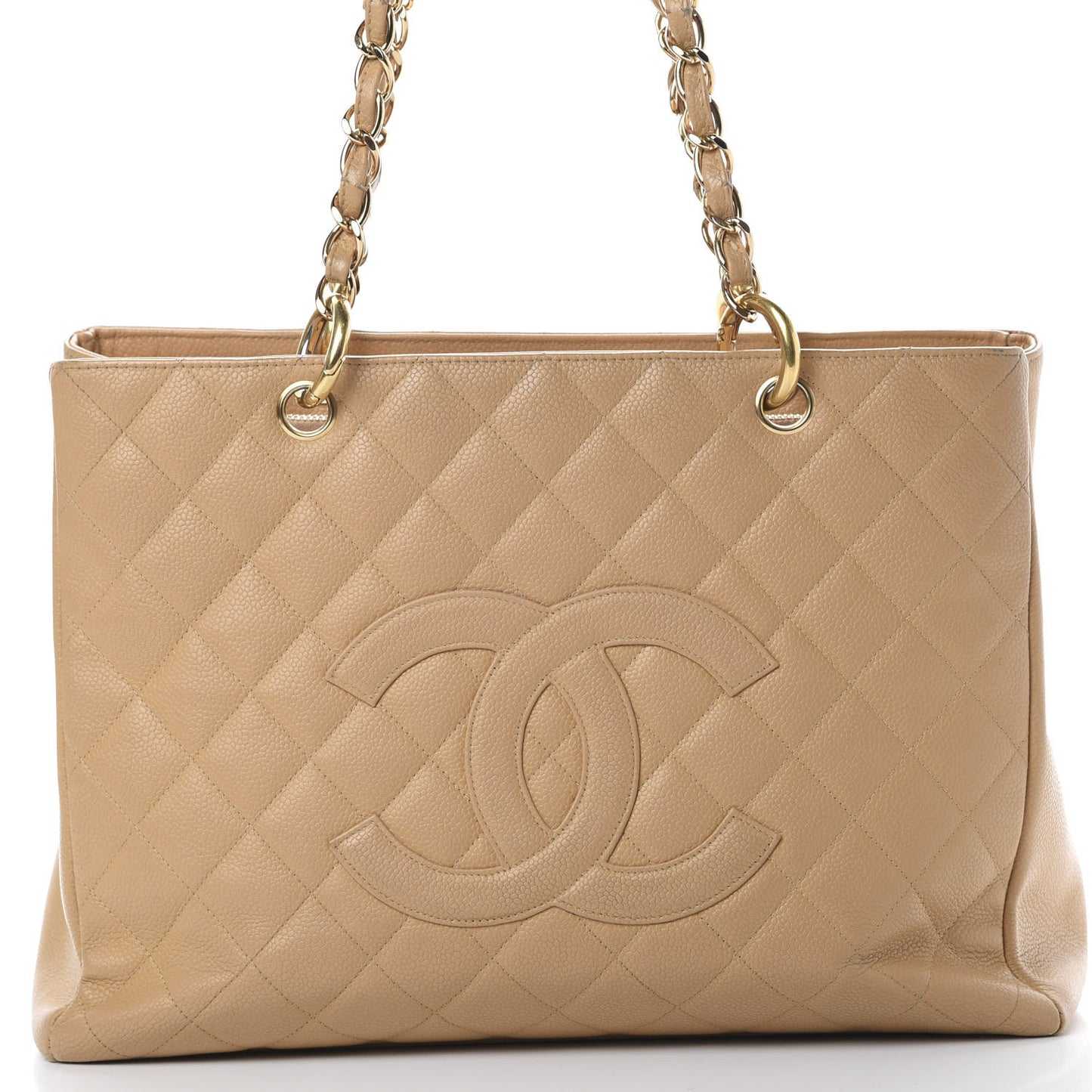Caviar Quilted Grand Shopping Tote GST Beige