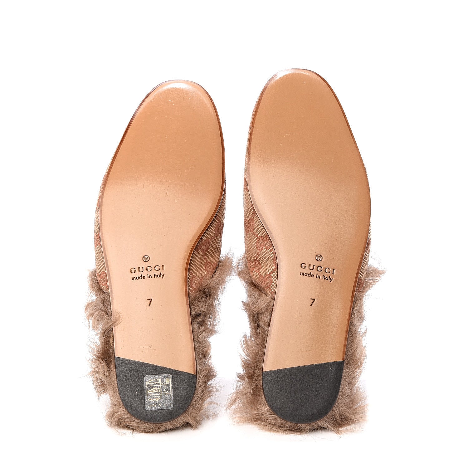 Gucci GG Monogram Fur Mens Princetown Slippers 7 Beige Ruggine Rust 6 of 10