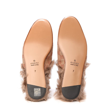 Gucci GG Monogram Fur Mens Princetown Slippers 7 Beige Ruggine Rust 6 of 10