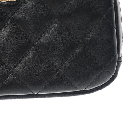 Chanel Lambskin Quilted Small Curvy Pouch Cosmetic Case Black 10 of 10