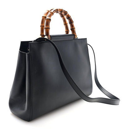Gucci Nappa Bamboo Medium Nymphaea Top Handle Bag Black 3 of 10