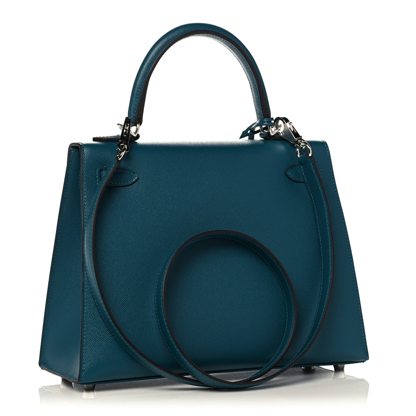 Madame Calfskin Verso Kelly Sellier 25 Vert Bosphore Sienne