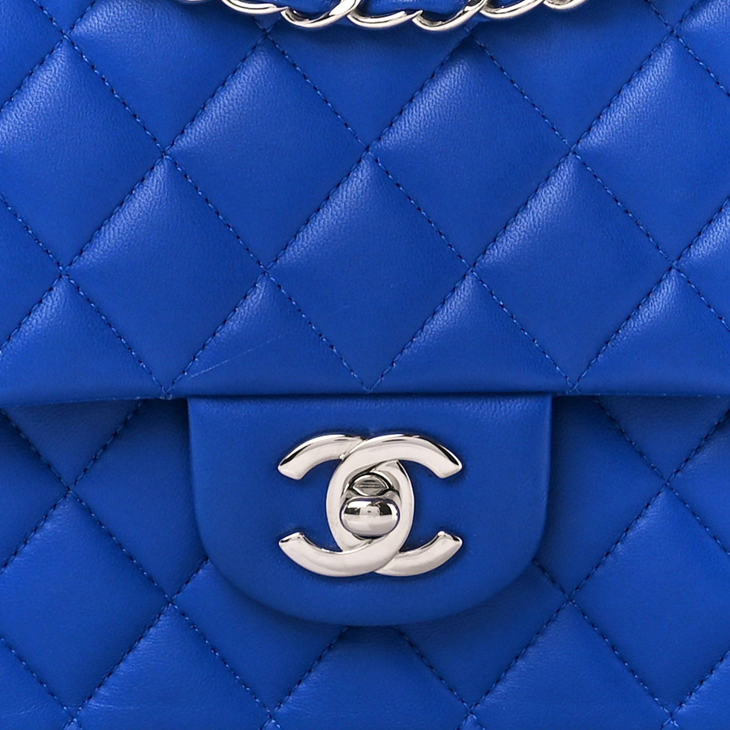 Lambskin Quilted Medium Double Flap Royal Blue