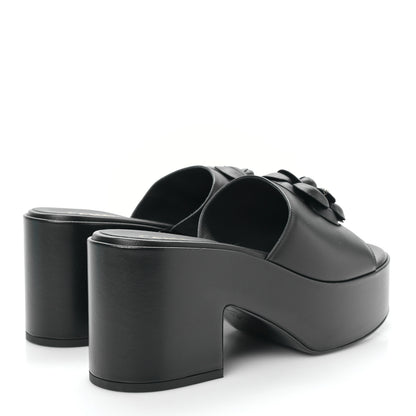 Chanel Lambskin Camellia Platform Mules 39.5 Black 4 of 9
