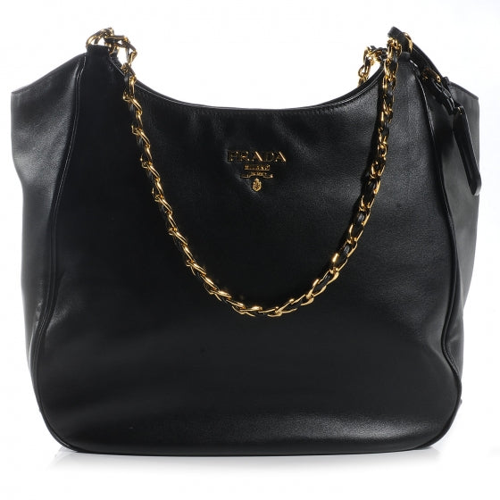 Soft Calf Chain Tote Nero Black