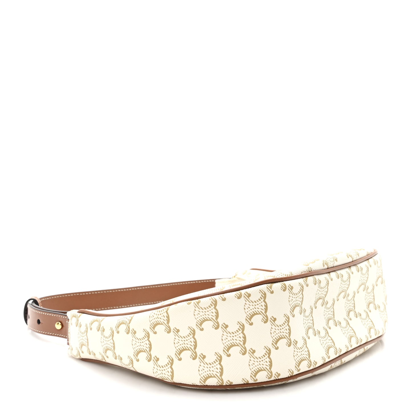 Canvas Calfskin Ava Triomphe Shoulder Bag White