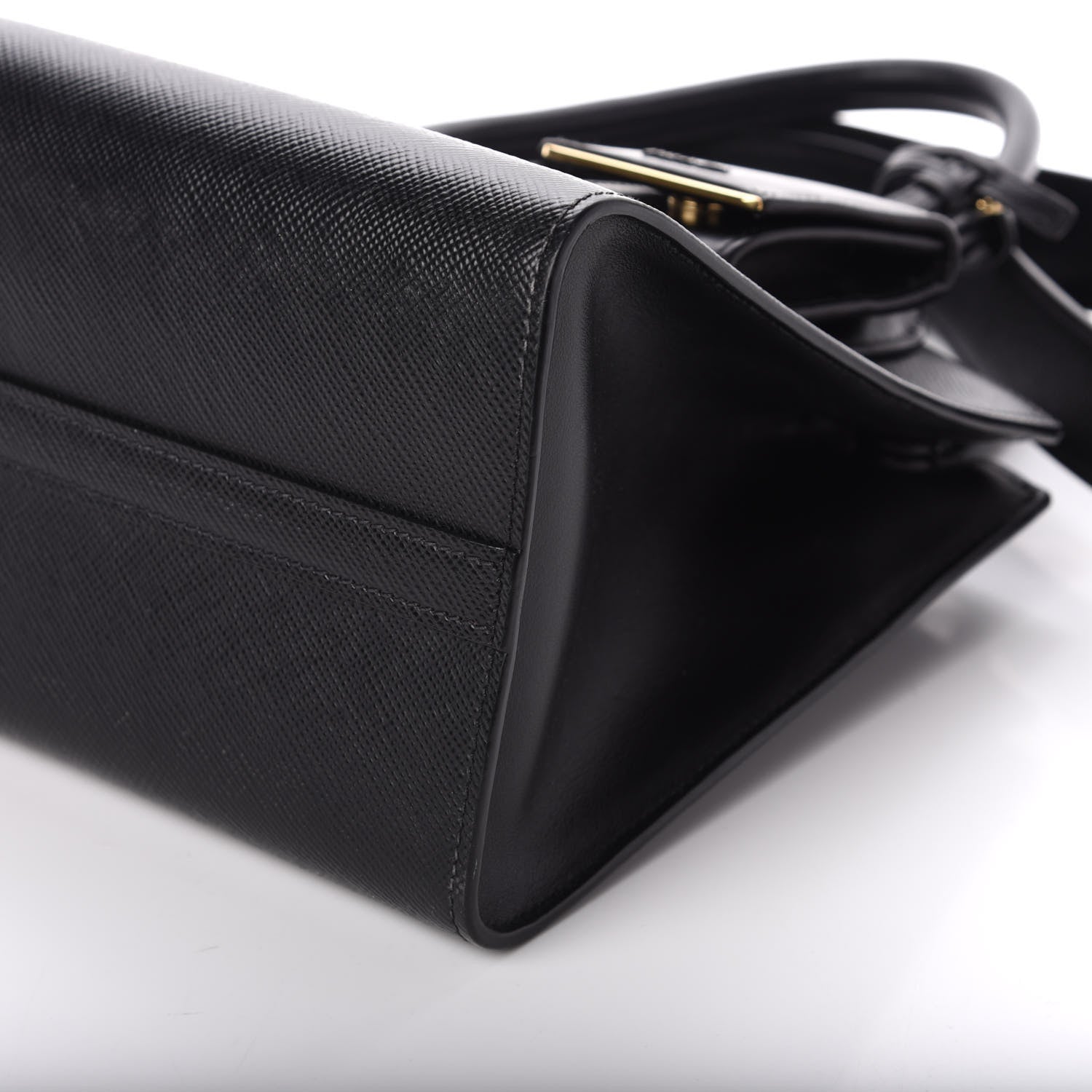 Prada Saffiano Cuir Calfskin Small Monochrome Top Handle Tote Black 9 of 9