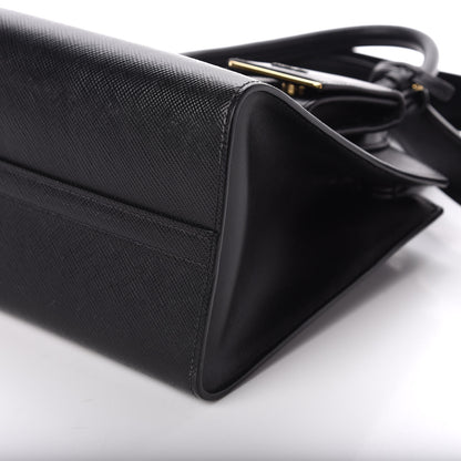 Prada Saffiano Cuir Calfskin Small Monochrome Top Handle Tote Black 9 of 9