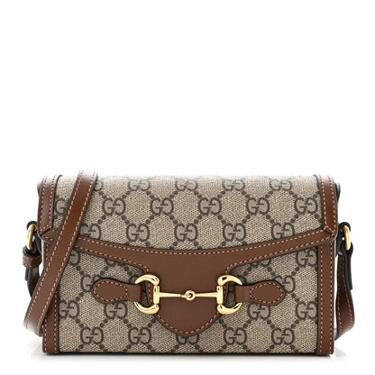 Gucci GG Supreme Monogram Mini Horsebit 1955 Shoulder Bag Beige Brown Sugar 1 of 11