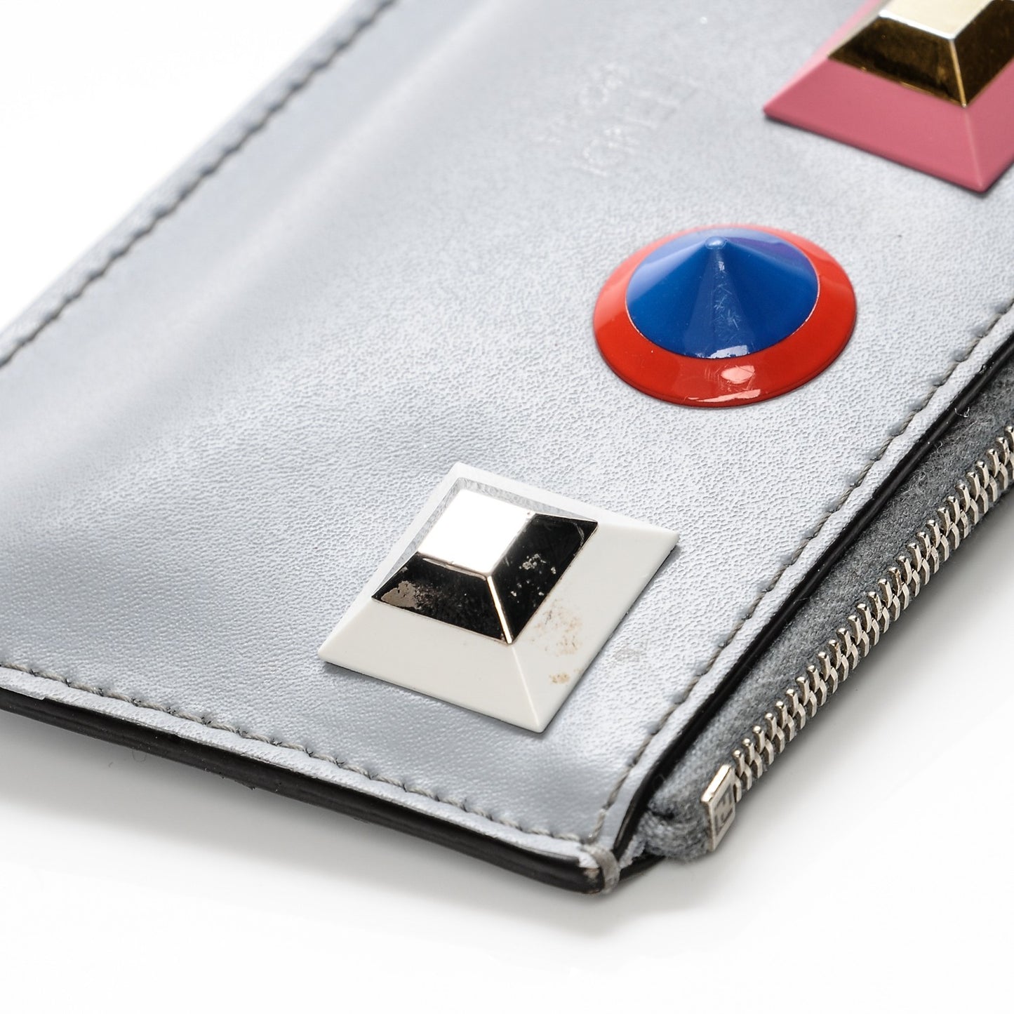 Vitello Liberty Studded Coin Pouch Key Case Ardesia Multicolor