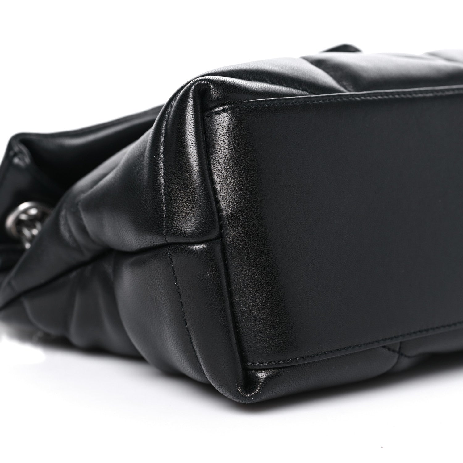 Saint Laurent Lambskin Quilted Small Loulou Puffer Monogram Chain Satchel Black 10 of 11