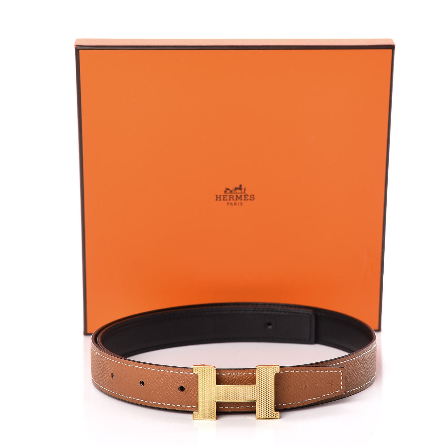 Swift Epsom 24mm Guilloche H Belt 75 Black Gold