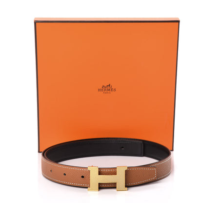 Hermes Swift Epsom 24mm Guilloche H Belt 75 Black Gold 7 of 7
