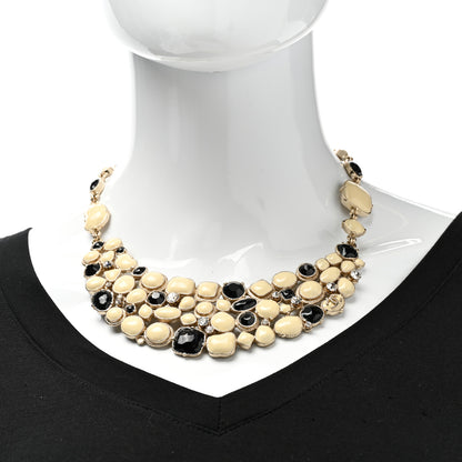 Chanel Crystal Resin Bib Necklace Black Ivory 2 of 6