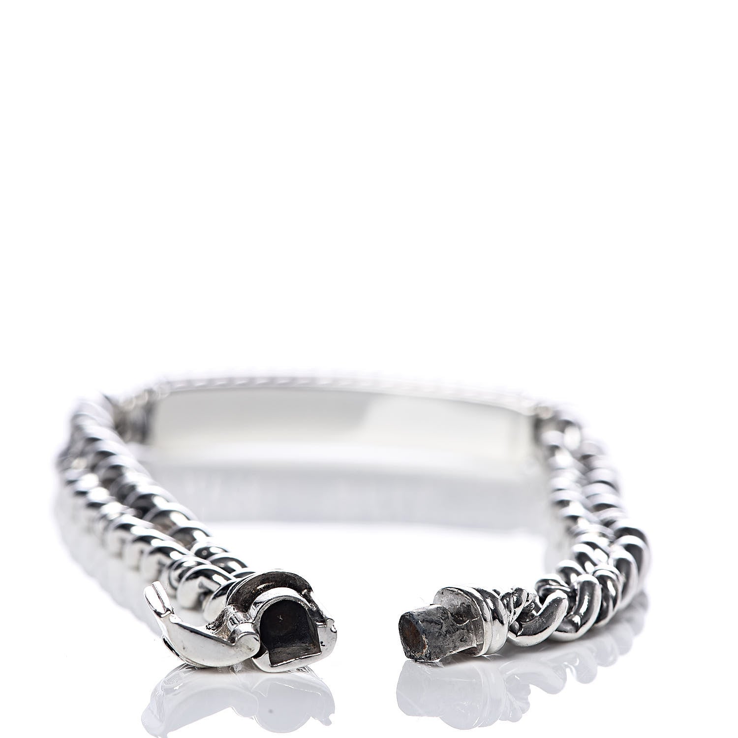 David Yurman Sterling Silver Pave Pink Sapphire 6mm Petite ID Bracelet 5 of 6