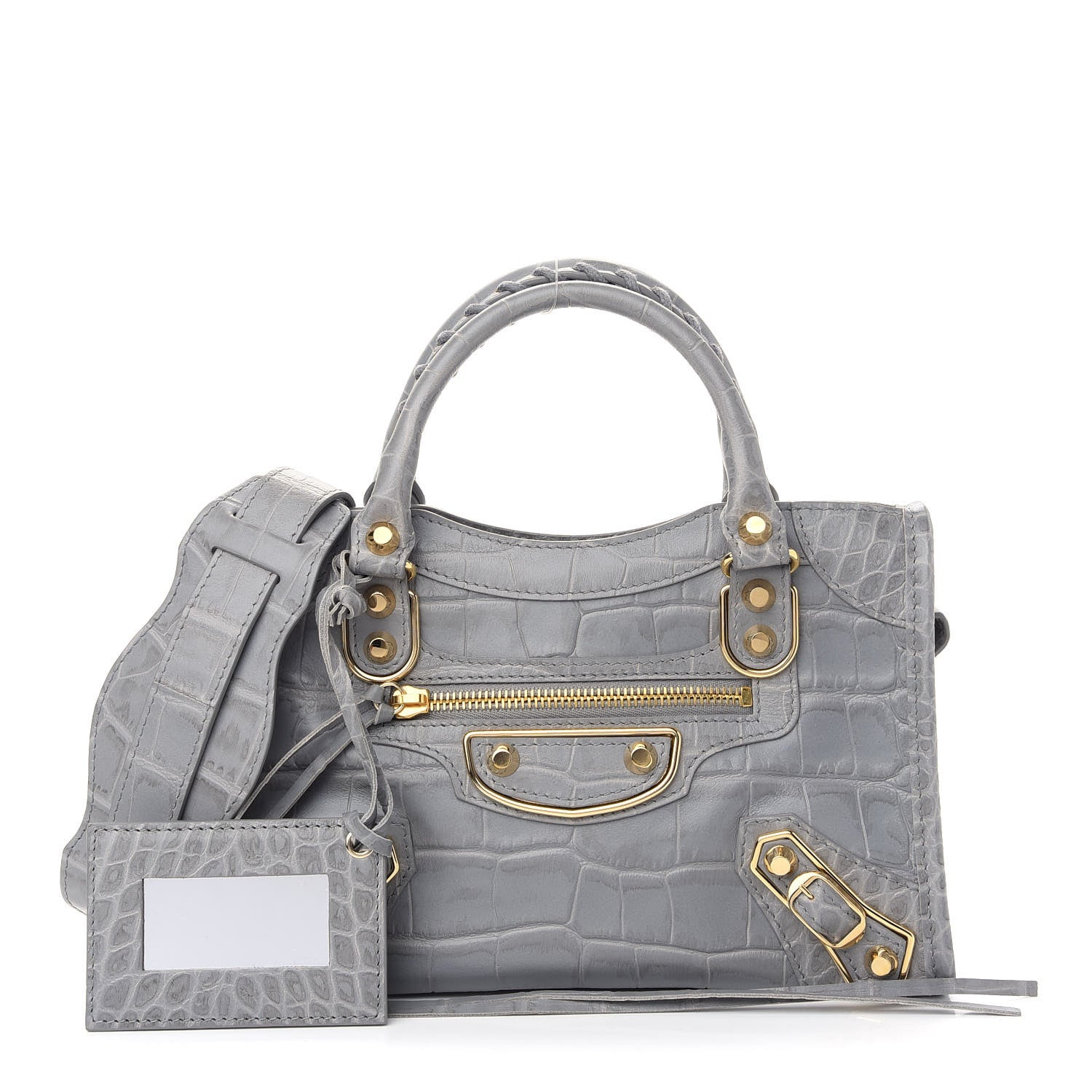 Balenciaga Calfskin Crocodile Embossed Gold Metallic Edge Hardware Mini City Haussmannien 1 of 10
