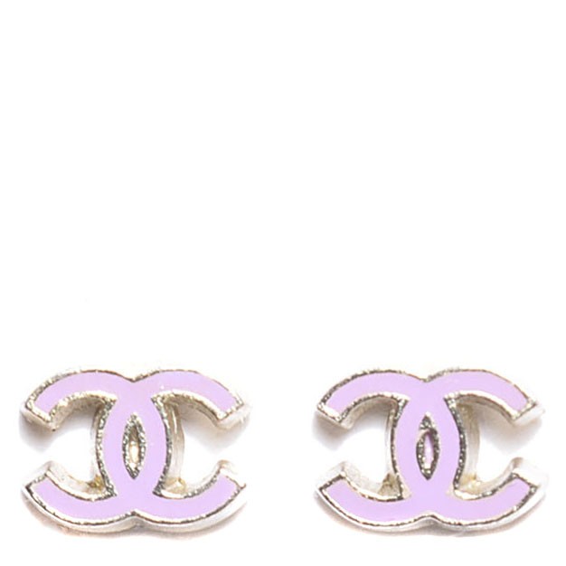 Enamel CC Earrings Purple