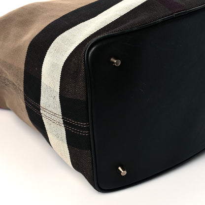 Burberry Canvas Mega Check Medium Ashby Hobo Black 8 of 9