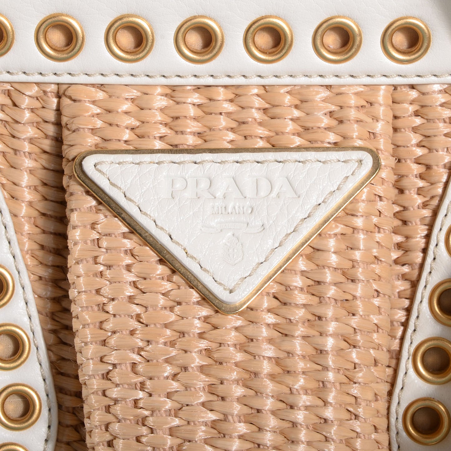 Straw Vitello Daino Large Frame Bag White