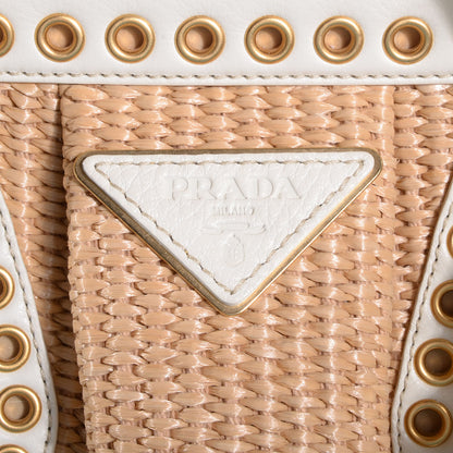 Prada Straw Vitello Daino Large Frame Bag White 11 of 11