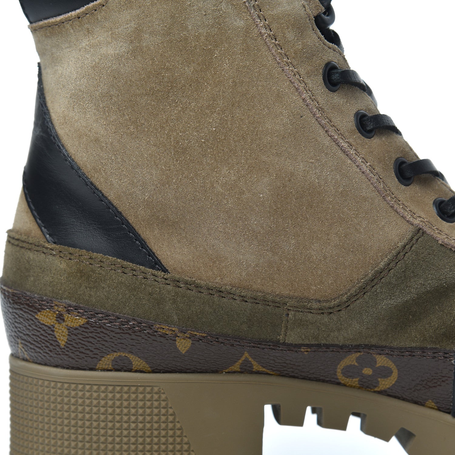 Louis Vuitton Suede Calfskin Monogram Laureate Platform Desert Boots 38.5 Beige 9 of 17