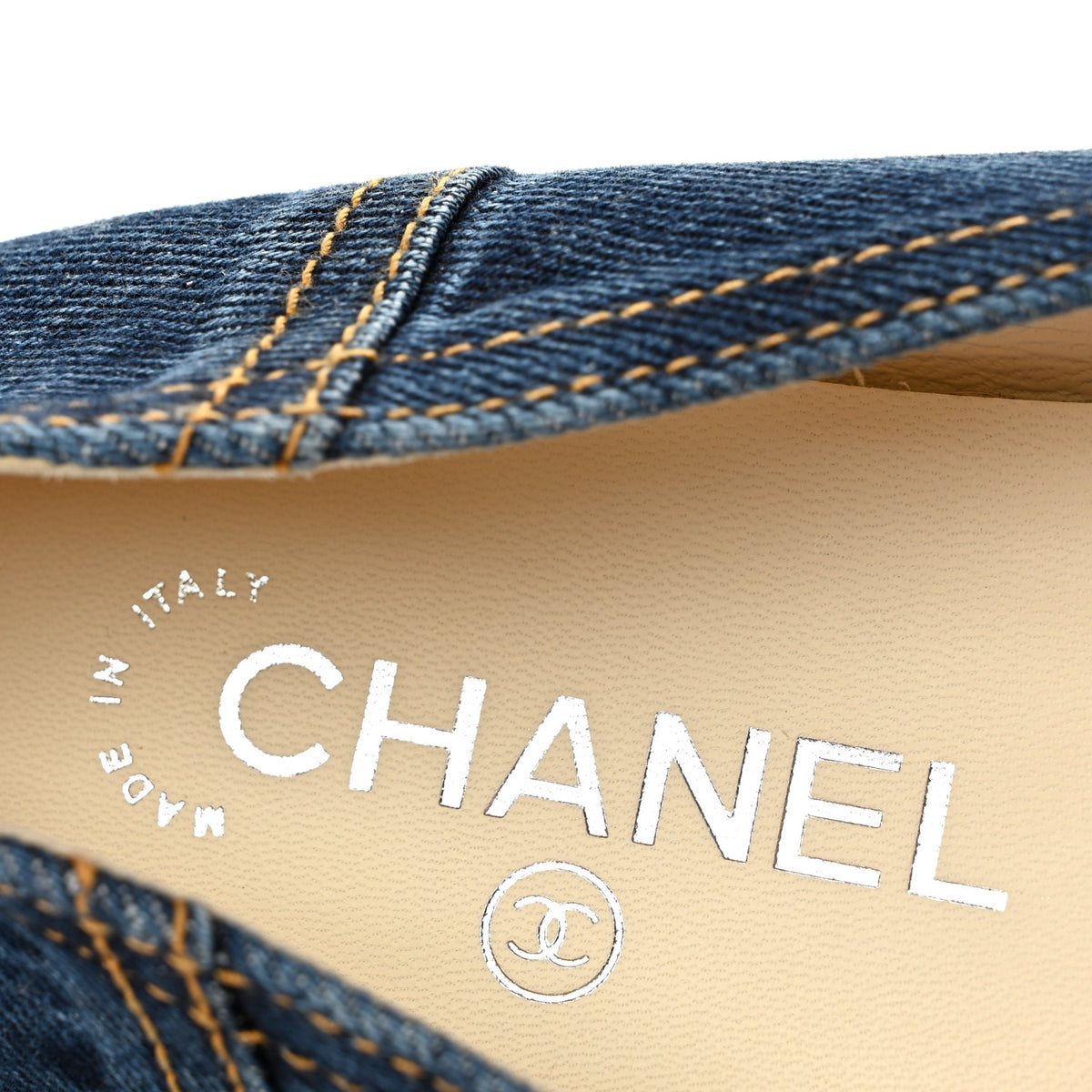 Chanel Denim CC Cap Toe Ballerina Flats 37.5 Navy Blue 8 of 9