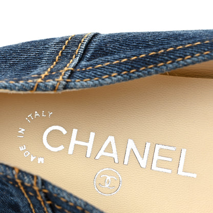 Chanel Denim CC Cap Toe Ballerina Flats 37.5 Navy Blue 8 of 9