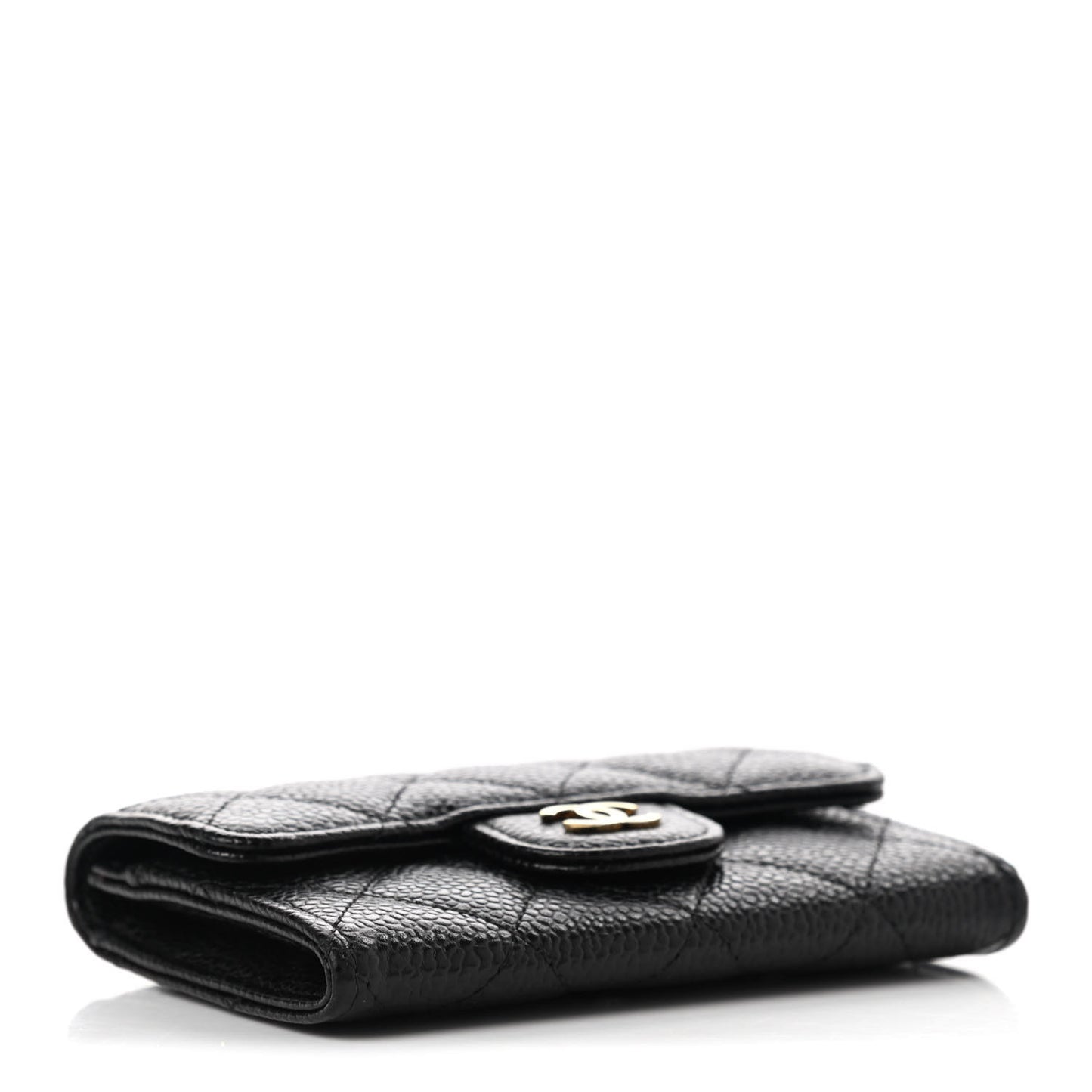 Caviar Quilted Flap Card Holder Black