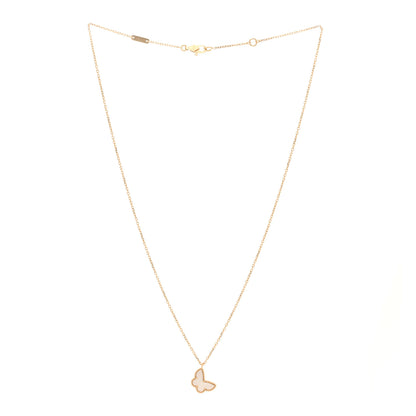 Van Cleef & Arpels 18K Yellow Gold Mother of Pearl Sweet Alhambra Butterfly Pendant Necklace 3 of 6