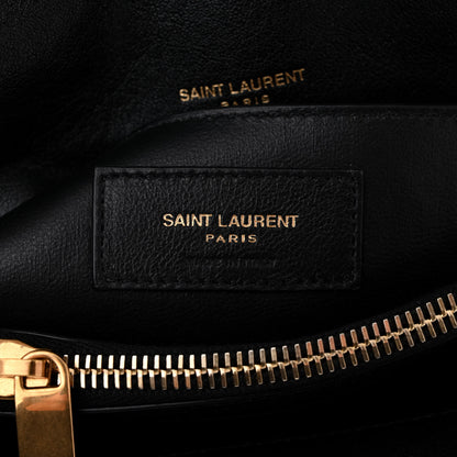 Saint Laurent Sheepskin Matelasse Chevron Monogram Medium College Bag Black 6 of 11