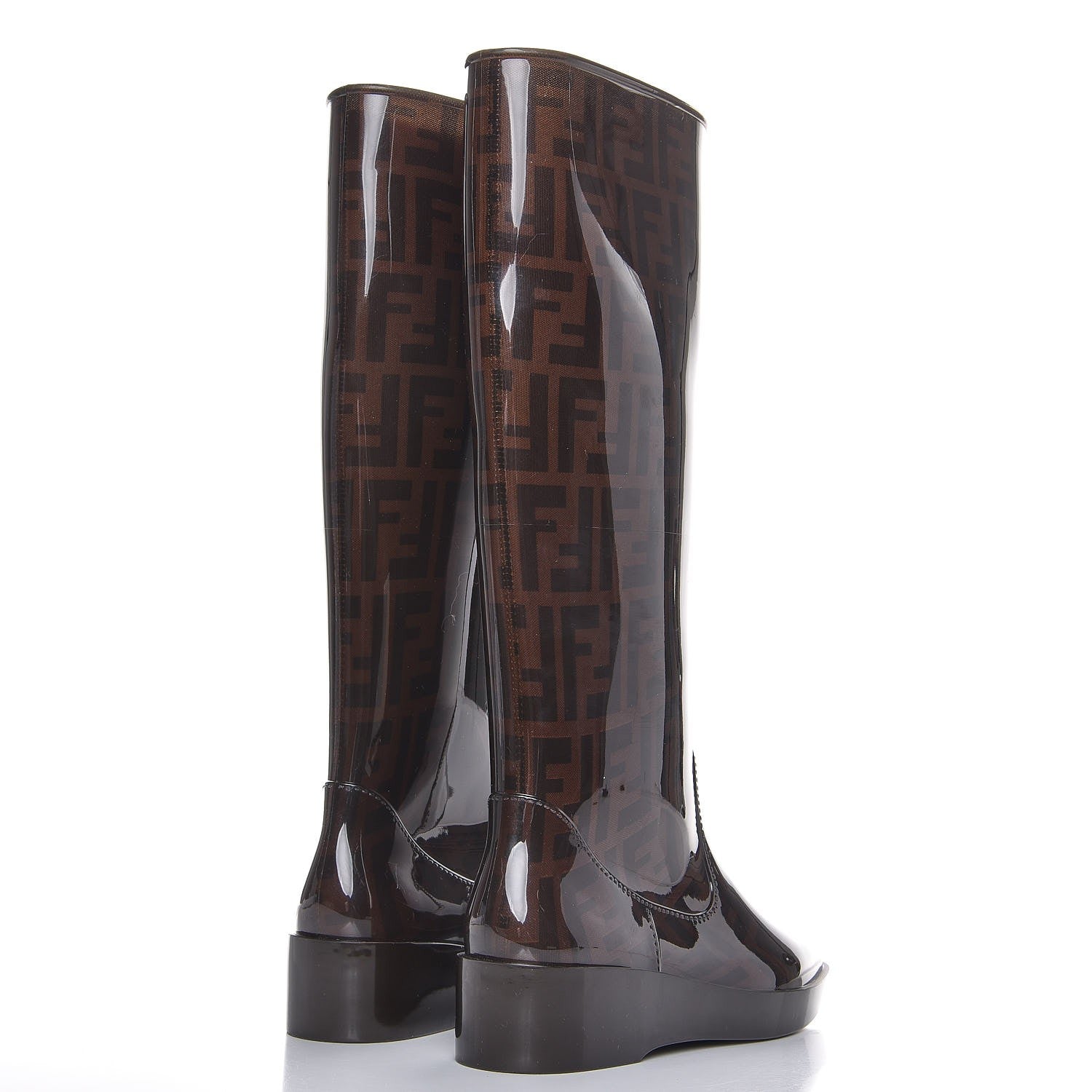 Fendi Rubber FF Rain Boots 36 Brown 4 of 9