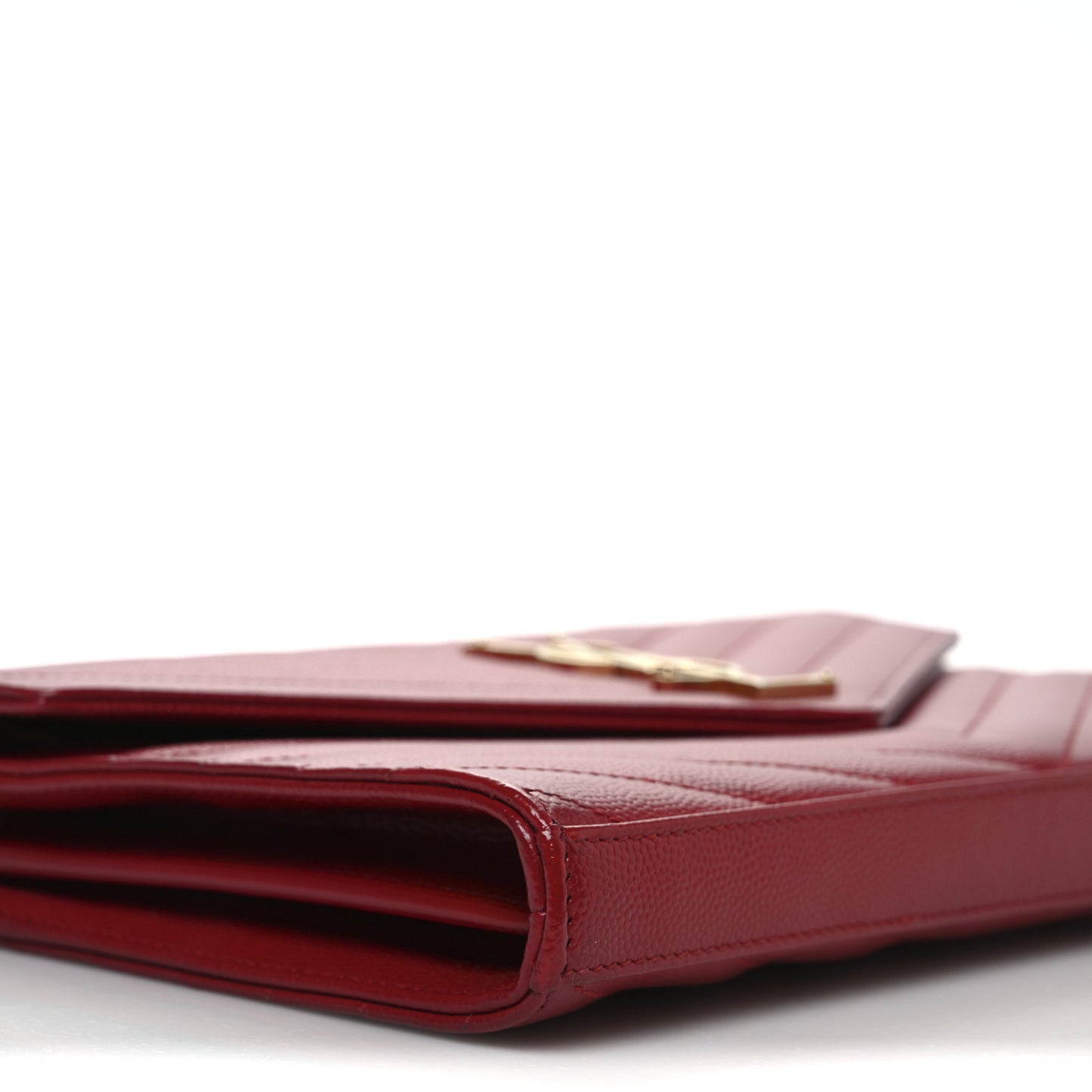 Grain De Poudre Matelasse Chevron Monogram Chain Wallet New Red