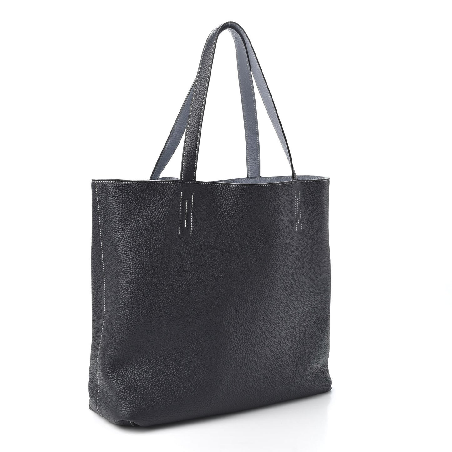 Taurillon Clemence Double Sens 36 Reversible Tote Bleu Lin Bleu Obscur