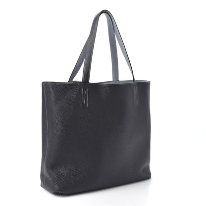 Hermes Taurillon Clemence Double Sens 36 Reversible Tote Bleu Lin Bleu Obscur 4 of 15