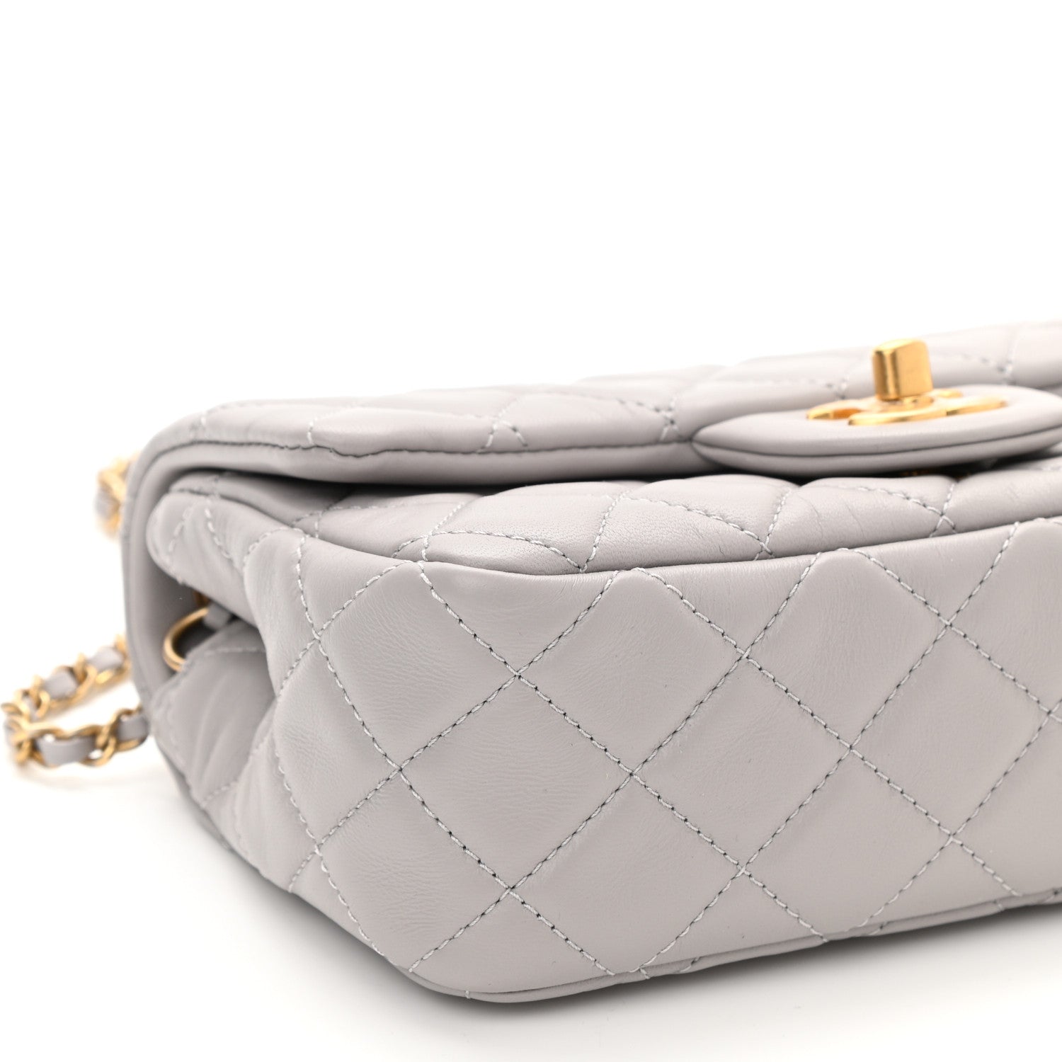 Chanel Lambskin Quilted Mini Rectangular Pearl Crush Flap Grey 8 of 10