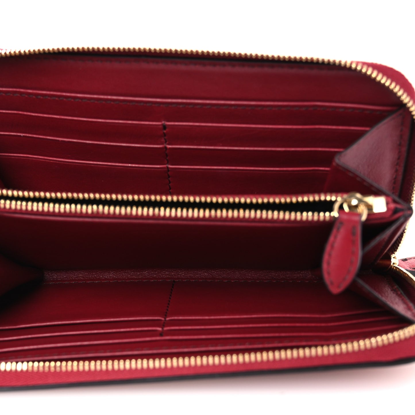 Grainy Calfskin House Check Elmore Zip Around Wallet Russet Red
