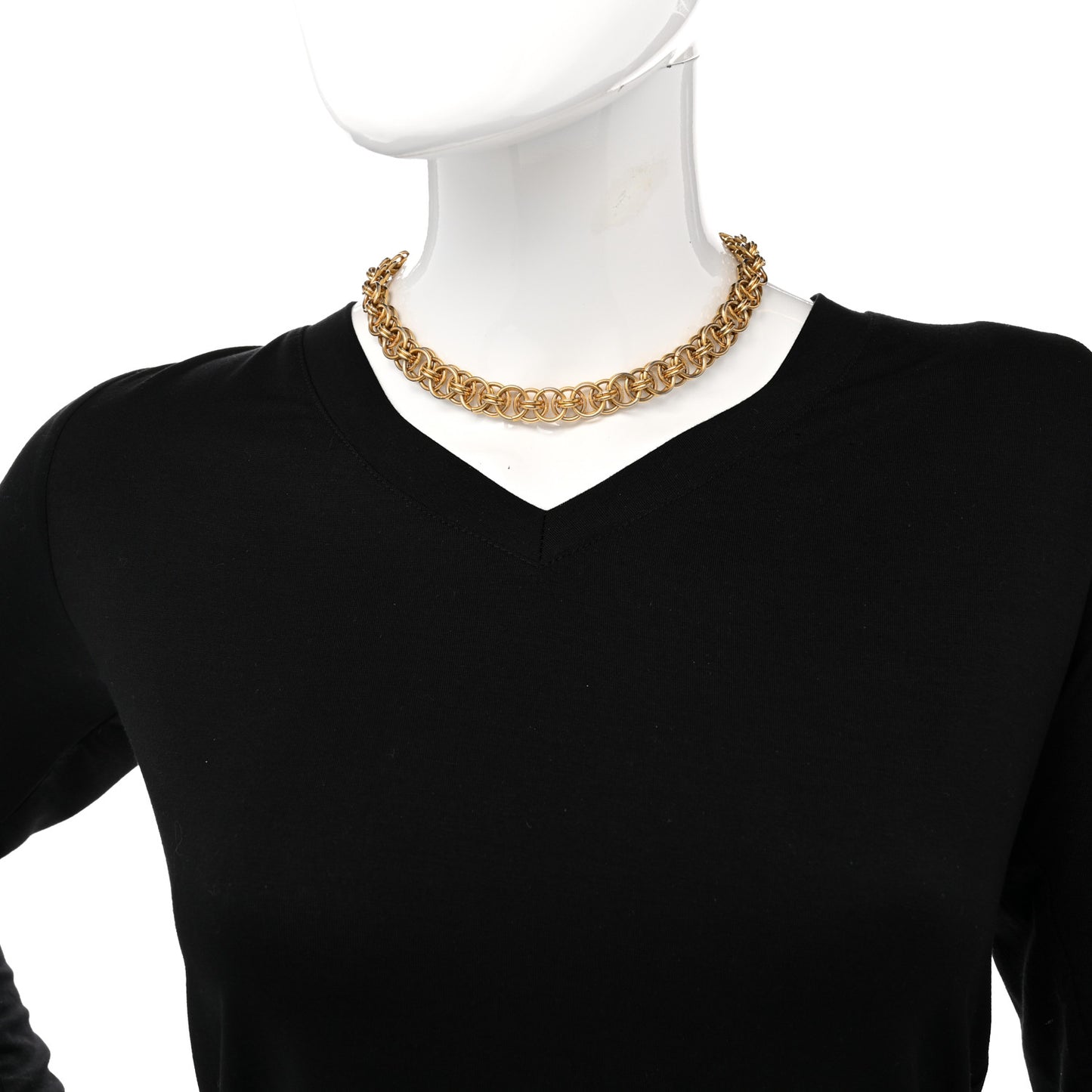 Metal Coco Chanel Link Short Necklace Gold