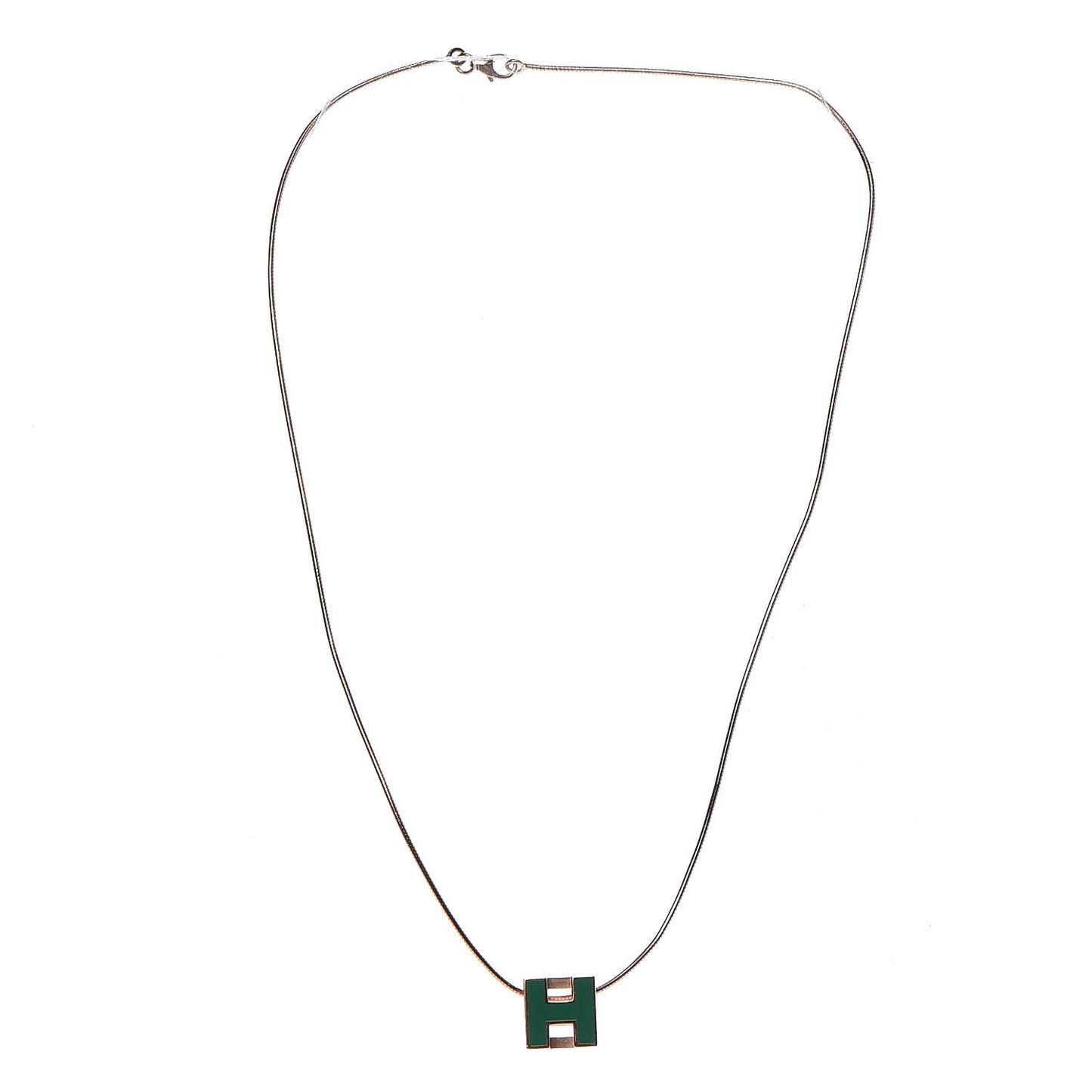 Rose Gold Lacquered Cage d'H Pendant Necklace Vert Malachite